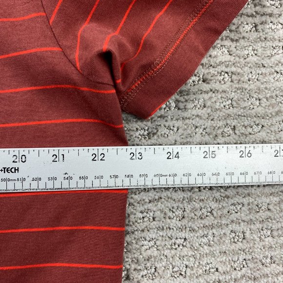 Calvin Klein Polo Shirt Men Large L Brown Orange Striped Casual Golf Embroidered - Picture 10 of 11